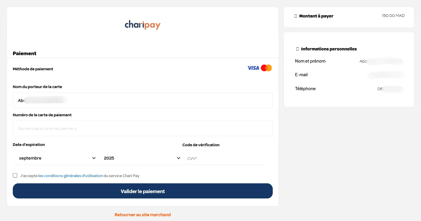 Acquiring (Online) — Chari Pay feature 1